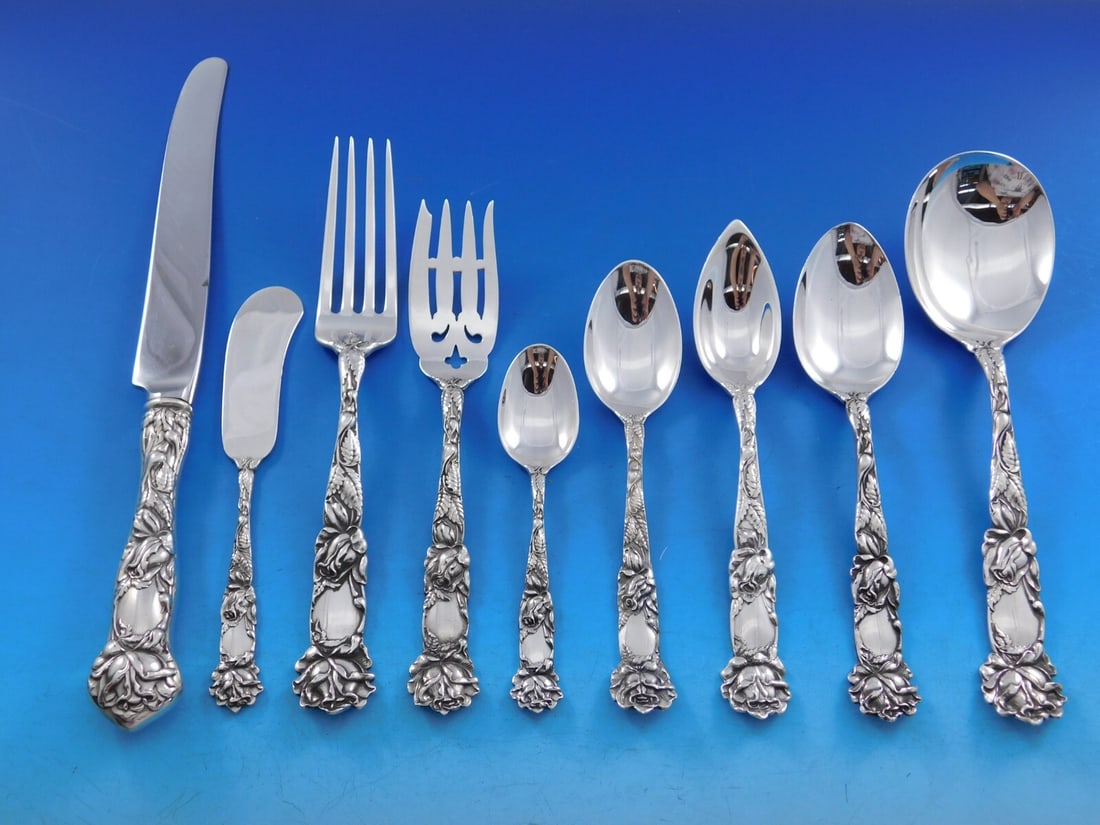 Alvin Bridal Rose Sterling Silver Flatware Set for 12 - 122 Pieces (1 of 12)