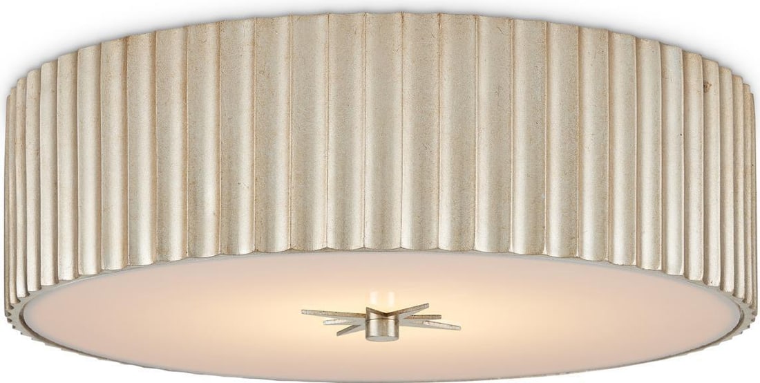 Currey Caravel LED Flush Mount Ceiling Light Silver Leaf Dimmable 17W (1 of 4)