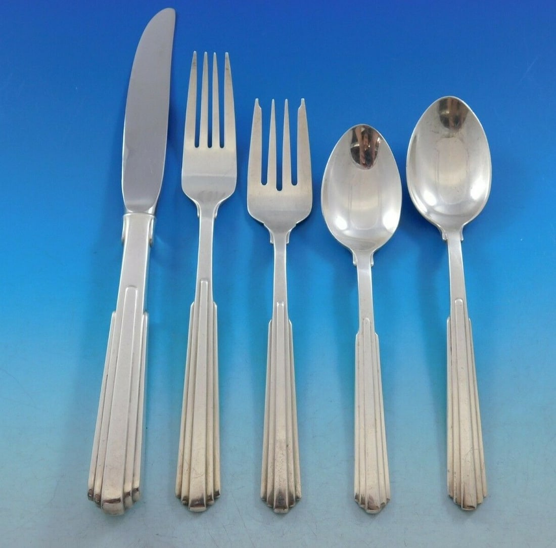 Kirk Paramount Sterling Silver Flatware Set for 12 69 Pieces Modern Design (1 of 9)