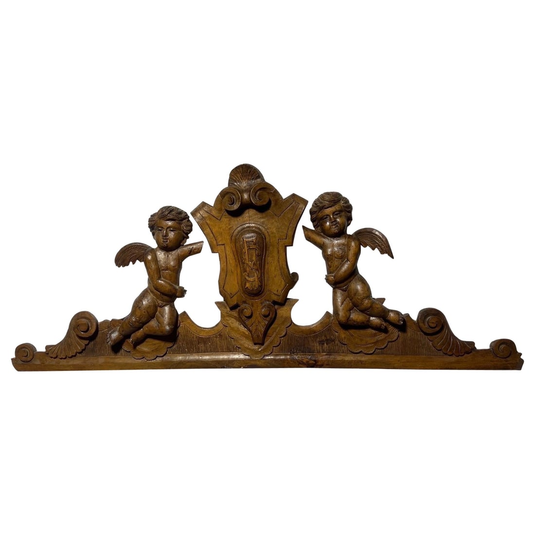 19th Century French Renaissance Revival Walnut Crown Crest with Cherubs (1 of 10)