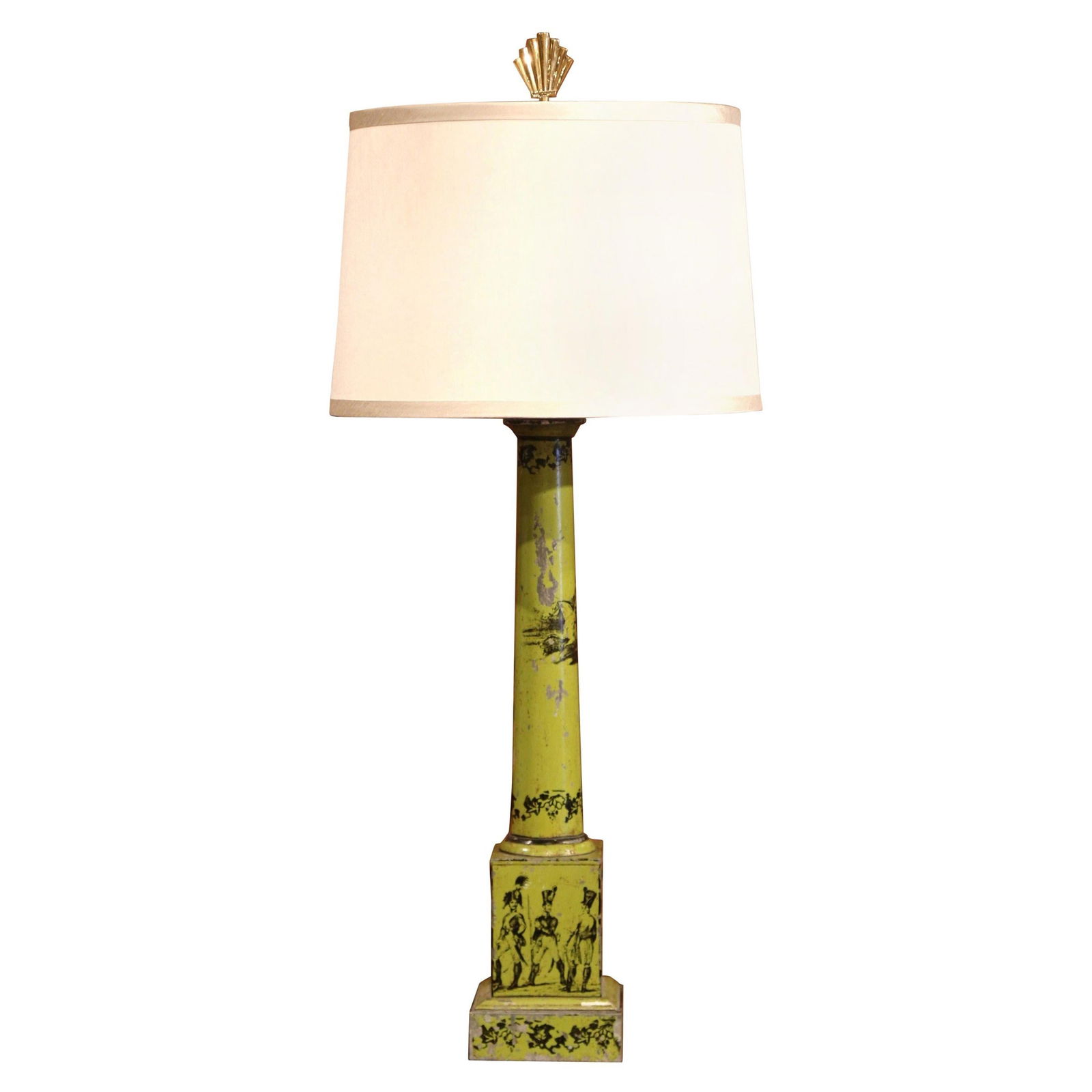 19th Century French Directoire Hand Painted Tole Lamp with Shade (1 of 9)