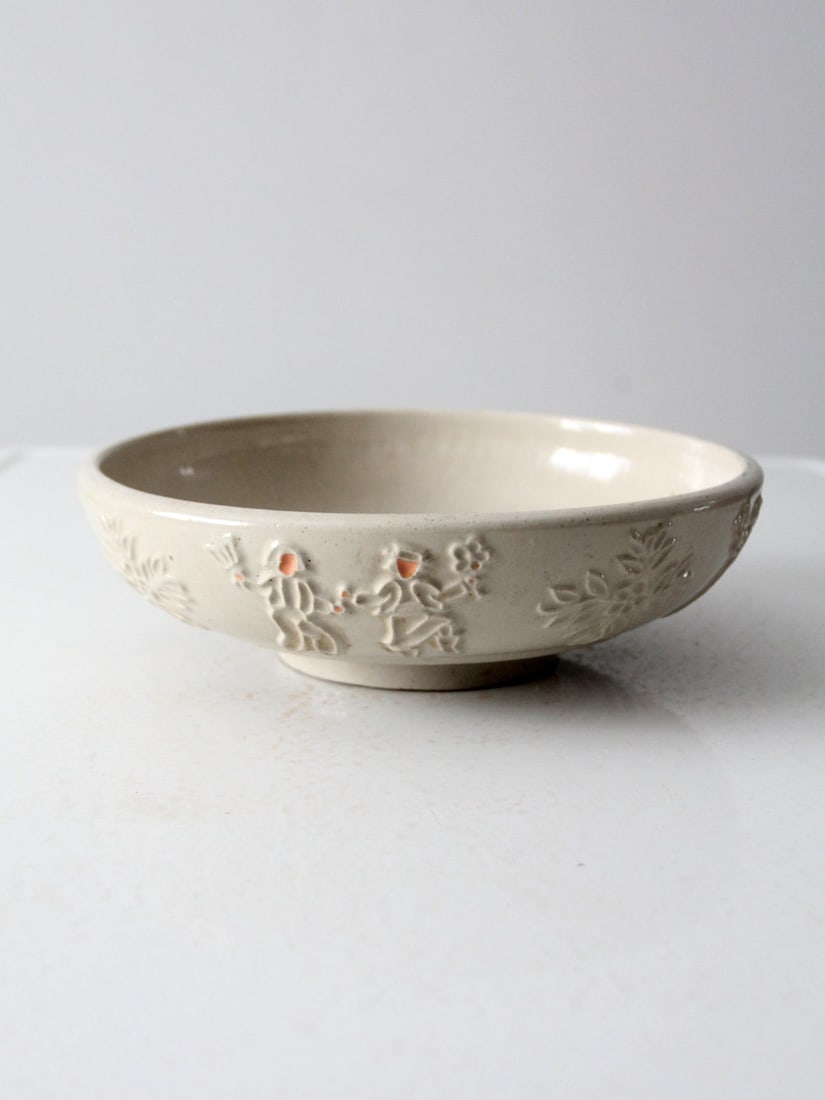 1940s Vintage Red Wing Pottery Incised Peasant Bowl 11 Inch (1 of 10)