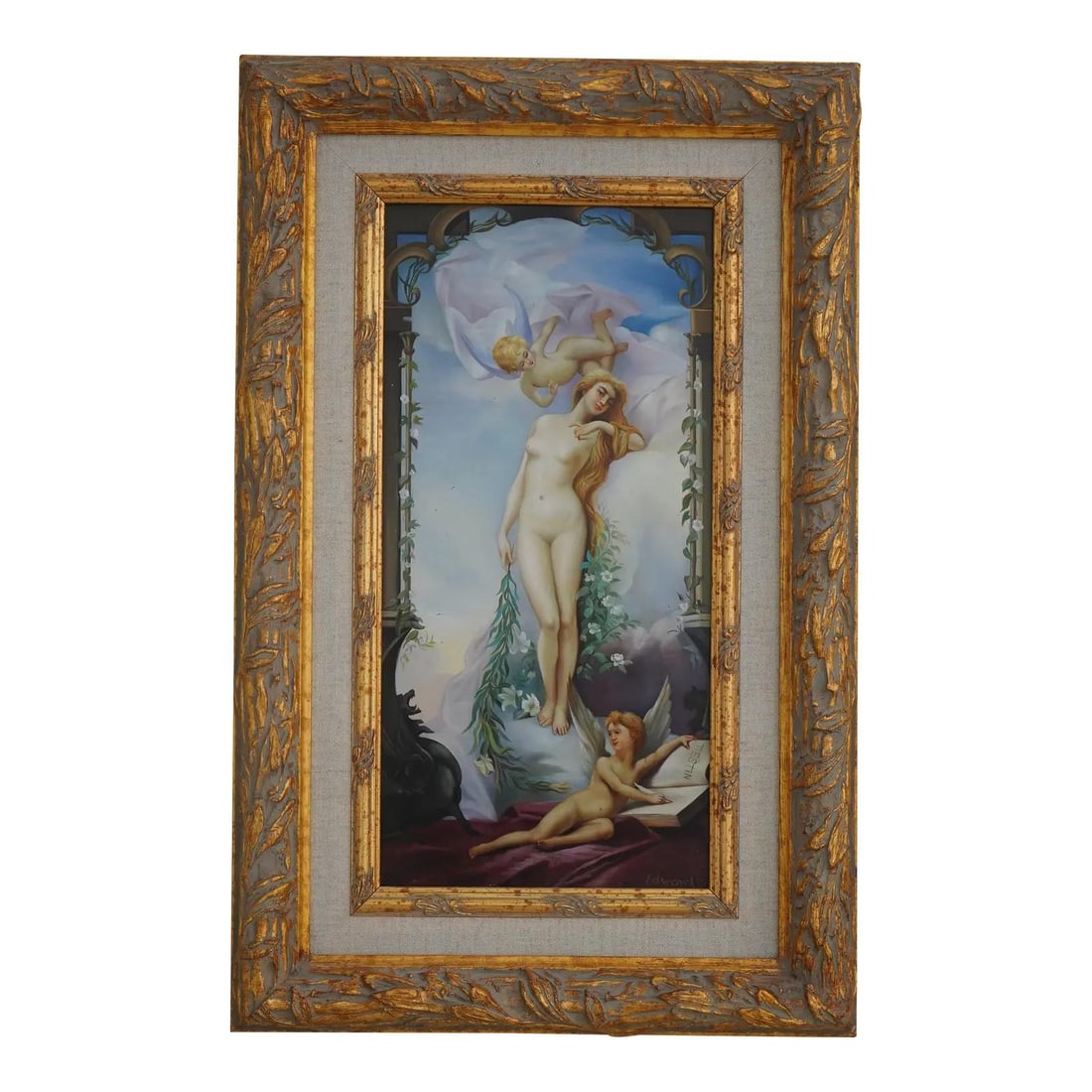 Ornate Gold Gilt Framed Oil Painting Allegory of Love by Edwards (1 of 9)