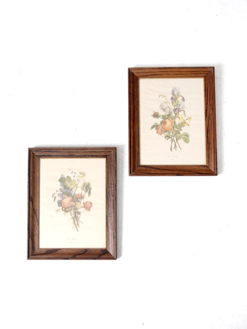 Set of 2 Vintage Botanical Prints by J.L. Prevost Framed with Gold Accents (1 of 11)
