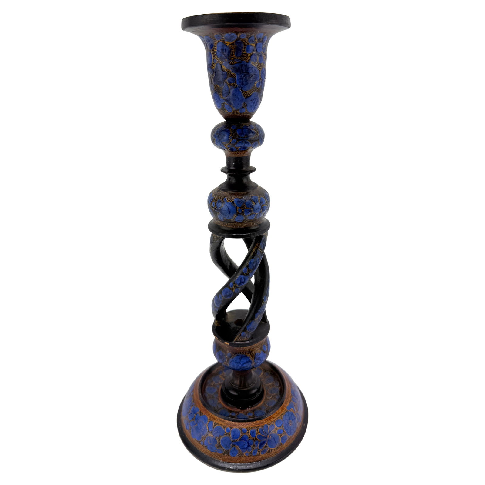 Early 20th Century Kashmiri Paper Mache Candlestick with Barley Twist Shaft (1 of 10)