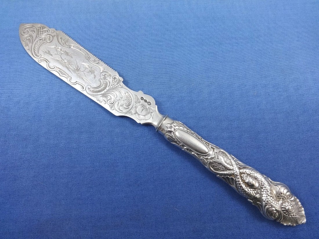 Albert Coles Dolphin Pattern Sterling Silver Ice Cream Slice 11 3/4" (1 of 4)