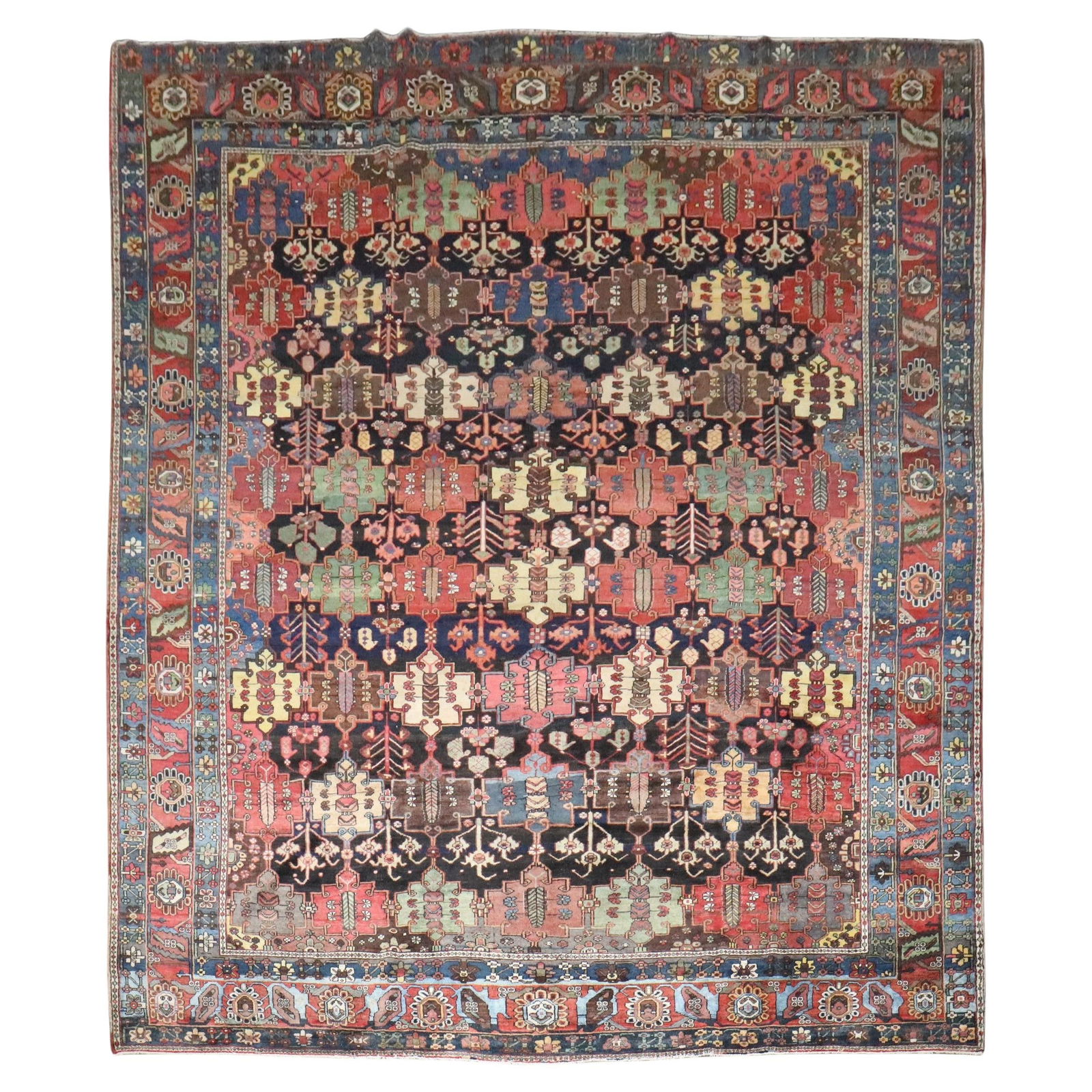 Large Square Persian Bakhtiari Geometric Wool Rug 11' x 13' Early 20th Century (1 of 12)