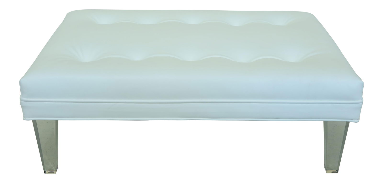 Modern Lucite Leg Ottoman with White Leather Seat (1 of 7)