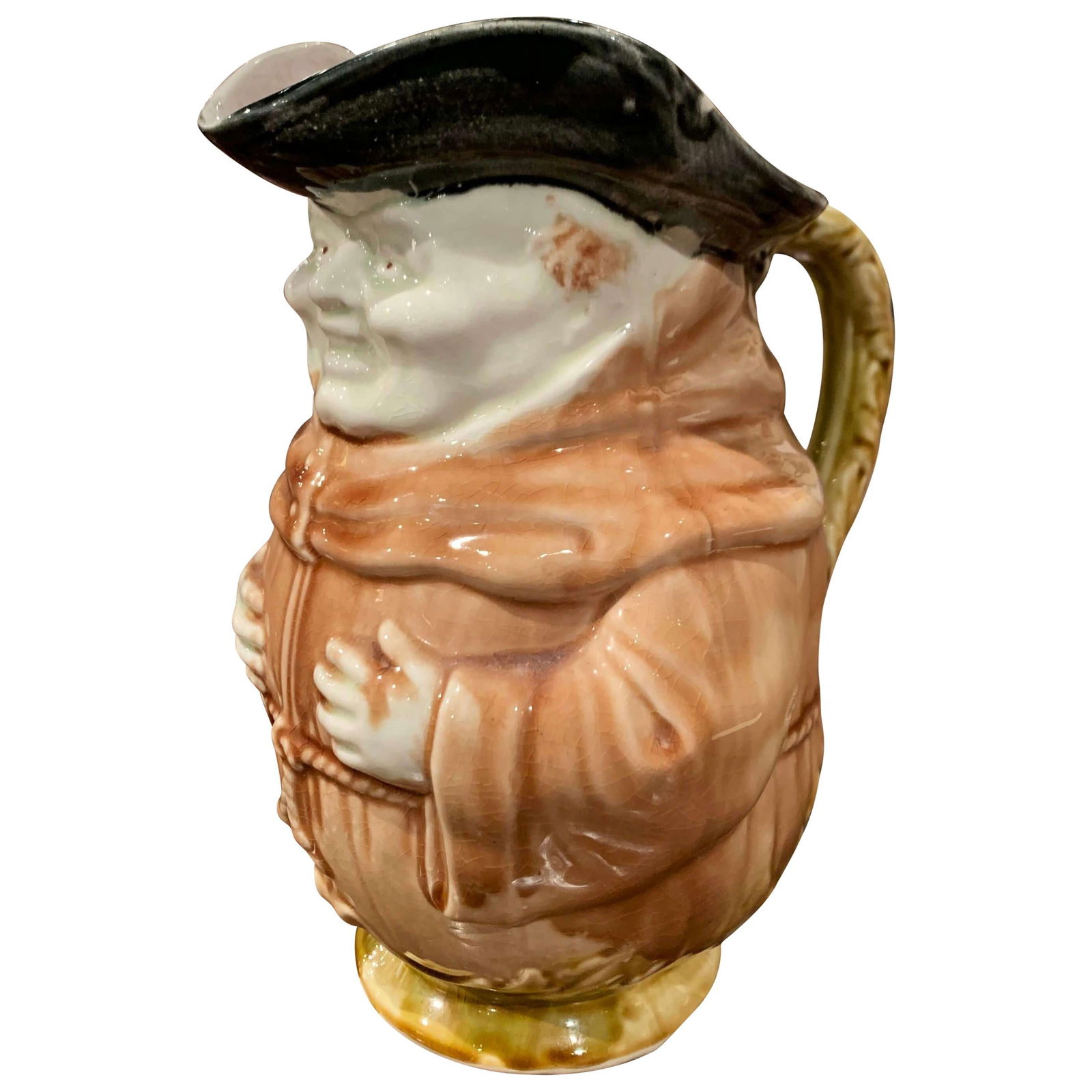 19th Century Onnaing Majolica Monk Pitcher Hand-Painted Ceramic (1 of 10)