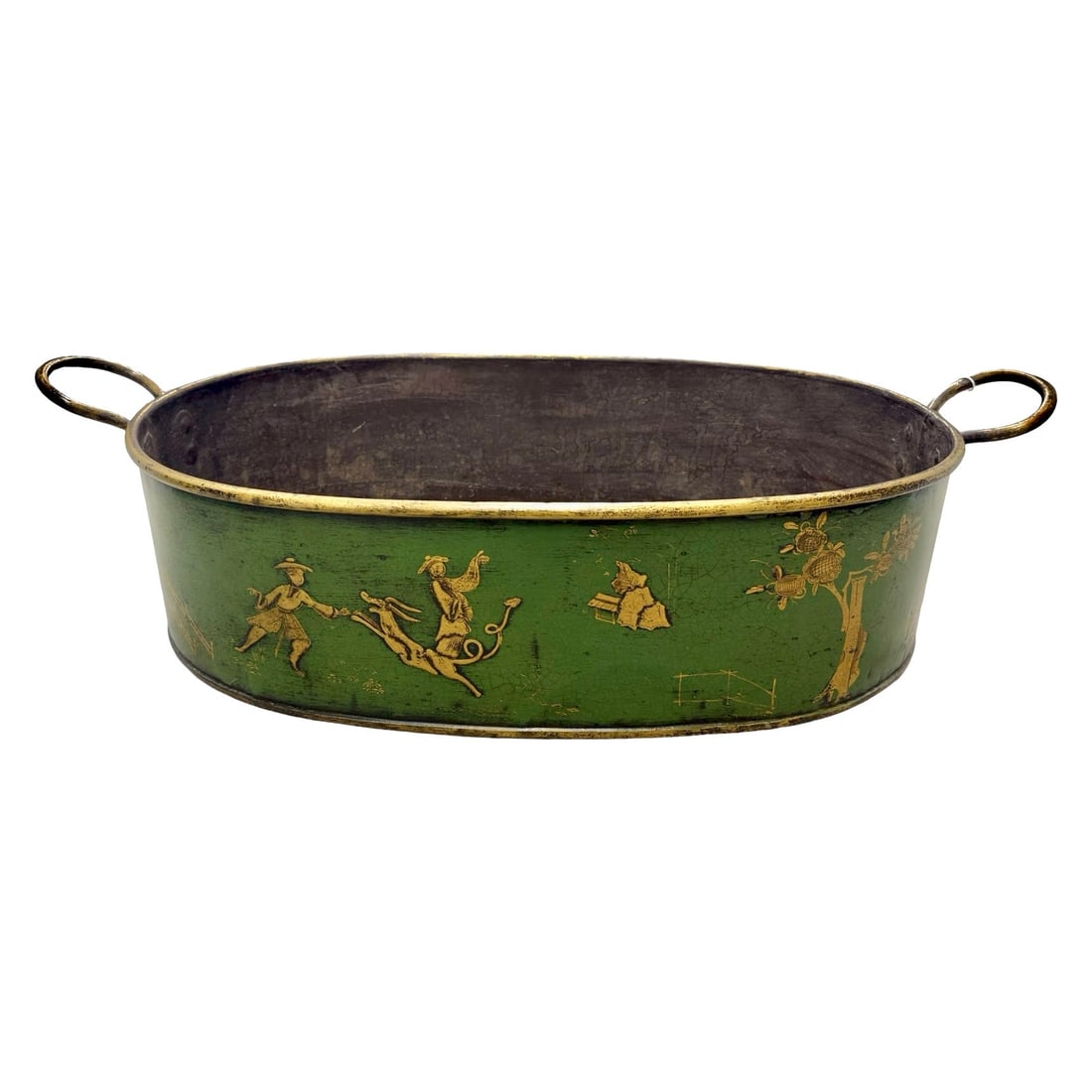 Italian Chinoiserie Tole Jardiniere Planter 33 x 18 in (1 of 12)