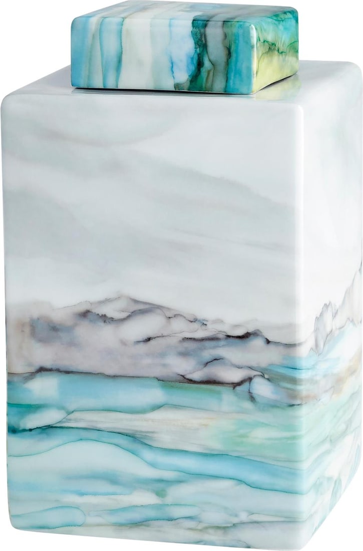 Cyan Vibrant Artistic Amal Gamation Porcelain Cookie Jar Multi-Color: Cyan Vibrant Artistic Amal Gamation Porcelain Cookie Jar Multi-Color This vibrant artistic Amal Gamation cookie jar is a delightful addition to any kitchen or dining space. Crafted from high-quality p