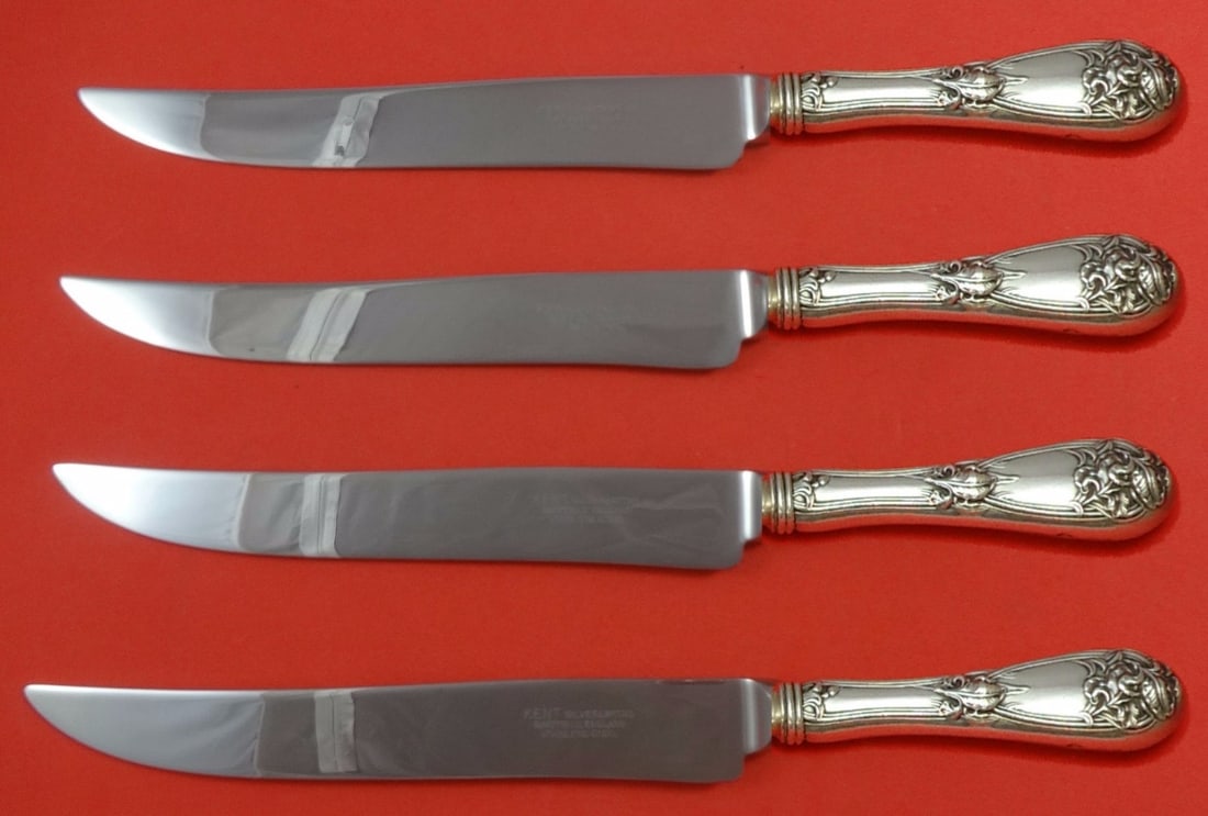 Alvin Fleur De Lis Sterling Silver Steak Knife Set 4pc Texas Size (1 of 1)