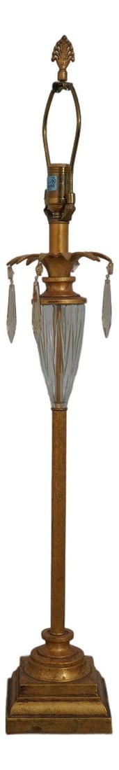 Ethan Allen Regency Gold Finish Lamp with Amber Crystal Prisms (1 of 9)