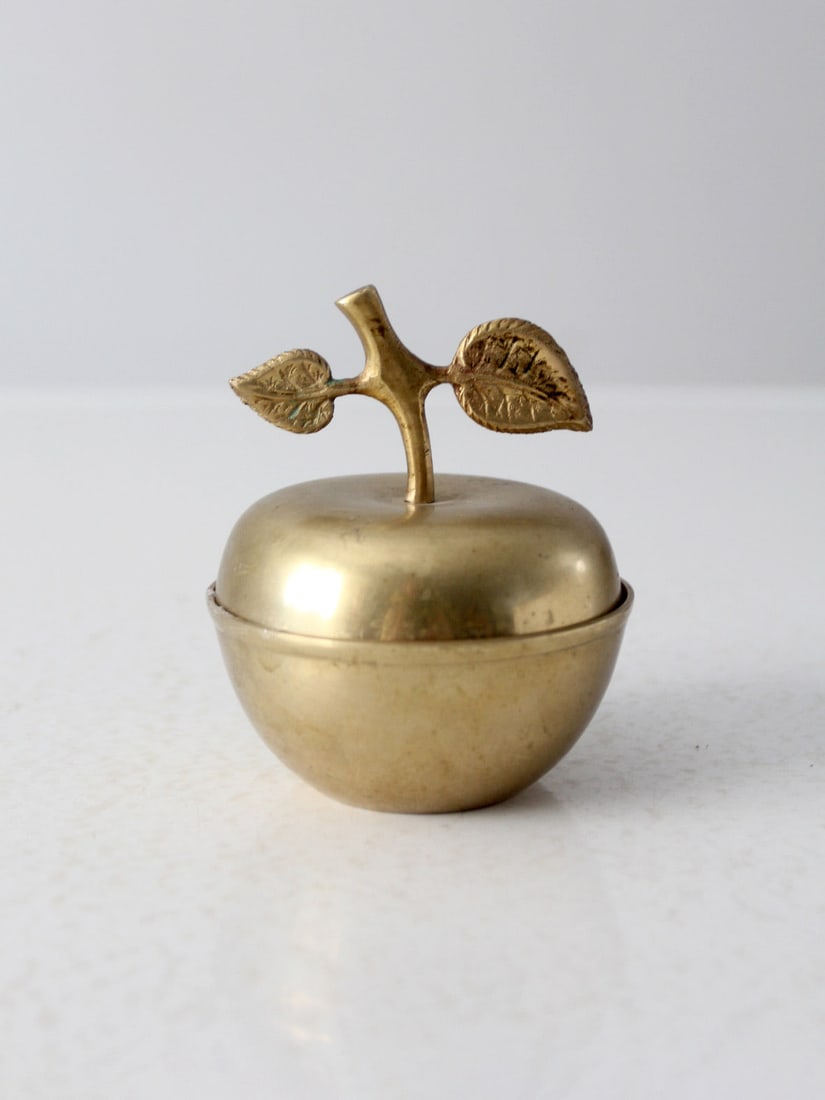 Mid-Century Brass Apple Box with Nested Lid (1 of 10)