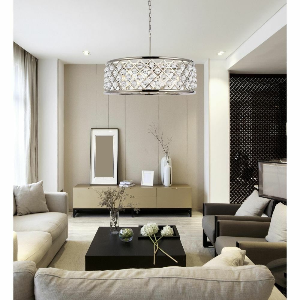 Elegant Lighting Madison 8-Light Polished Nickel Chandelier 32-Inch: Elegant Lighting Madison 8-Light Polished Nickel Chandelier 32-Inch Illuminate your space with this stunning 8-light crystal chandelier, featuring a modern polished nickel finish. This elegant piece i