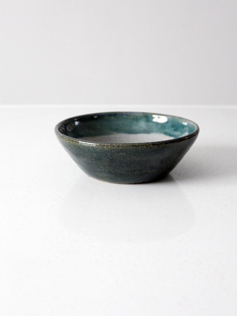 Handcrafted Vintage Pottery Bowl by Margo with Green Teal Glaze (1 of 7)
