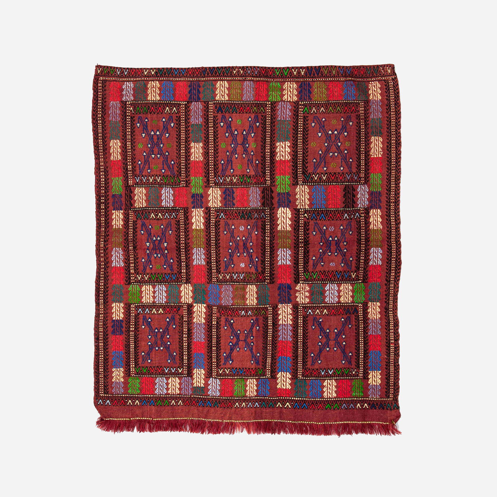 Authentic Handmade Cicim Kilim Wool on Wool 47.2 x 56.7 Inches: Authentic Handmade Cicim Kilim Wool on Wool 47.2 x 56.7 Inches This authentic handmade Cicim kilim features a stunning design crafted from high-quality wool on wool. The intricate weaving showcases th