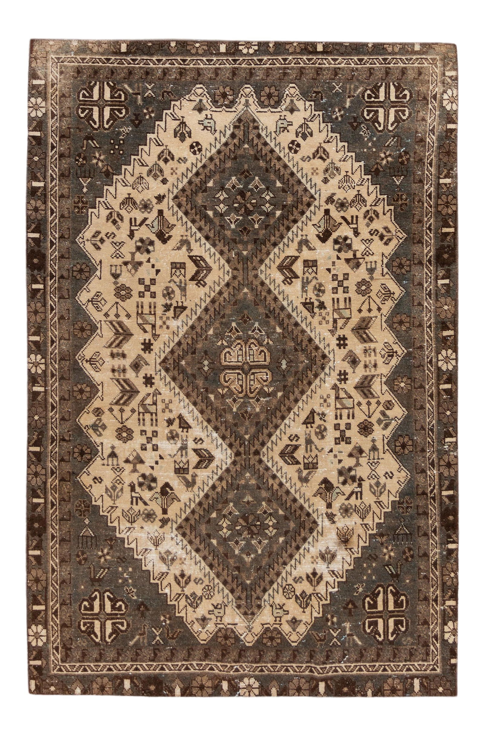 Hand-Knotted Vintage Turkish Wool Rug Ivory 5'9" x 8'10": Hand-Knotted Vintage Turkish Wool Rug Ivory 5'9" x 8'10" Discover the charm of this hand-knotted vintage distressed Turkish rug, perfect for adding a touch of elegance to your space. Measuring 5'9" x