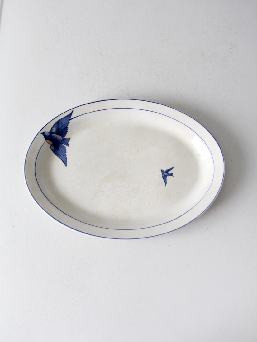 Vintage La Francaise 1918 Bluebird Platter 14 x 10 Inch (1 of 12)