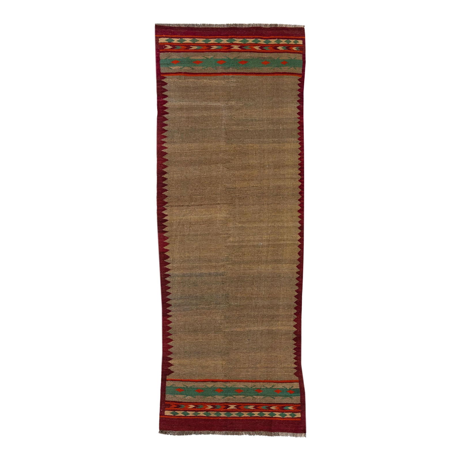 Modern Kilim Handmade Wool Runner Multicolor Geometric Design 3'2 x 9'2: Modern Kilim Handmade Wool Runner Multicolor Geometric Design 3'2 x 9'2 Elevate your space with this stunning Modern Kilim hand-knotted wool runner, featuring vibrant multicolor accents arranged in an