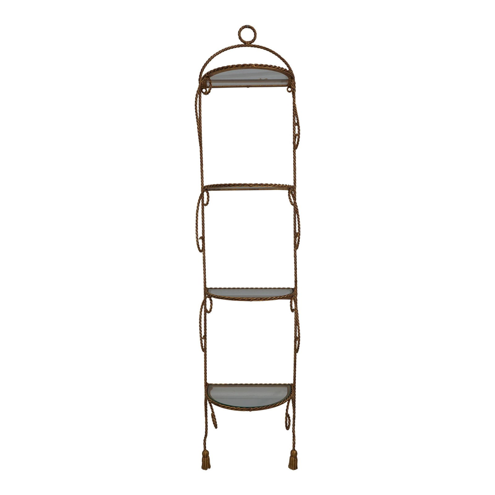 Italian Gold Finish Iron Hanging Display Shelf with Glass Shelves (1 of 10)