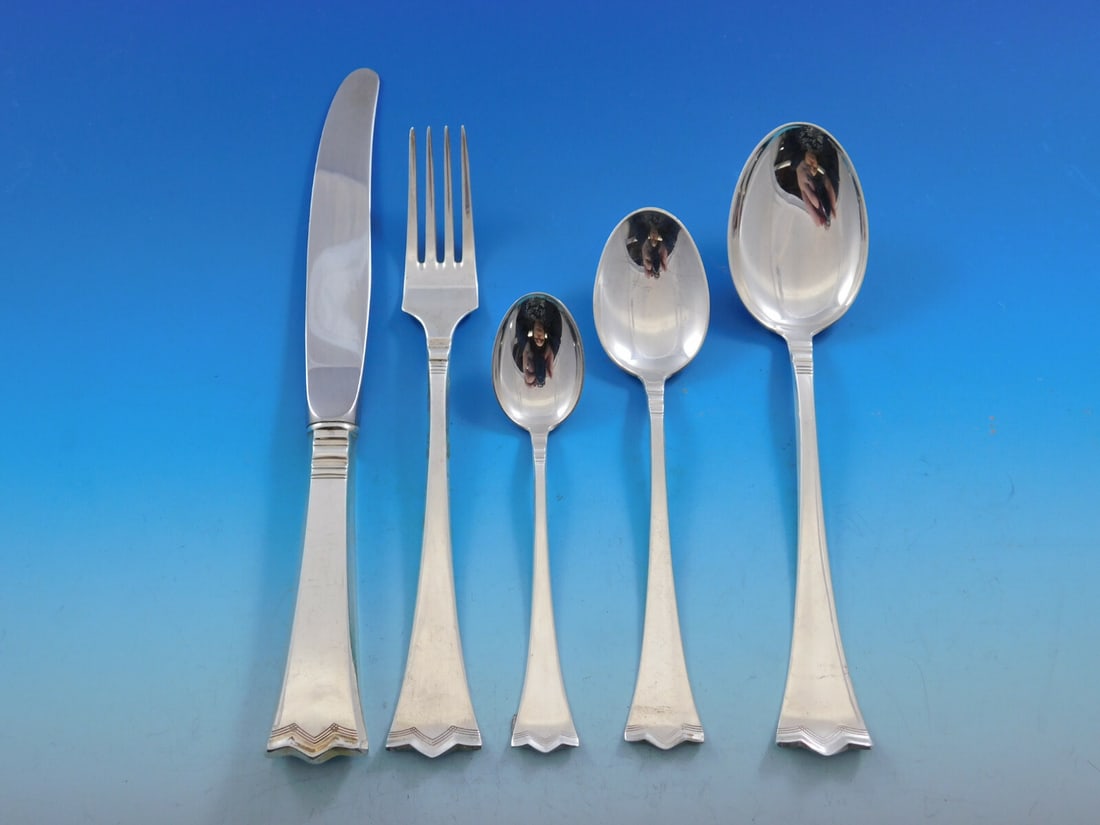 J Tostrup Kronesolv 830 Silver Flatware Set for 12 - 62 Pieces (1 of 8)