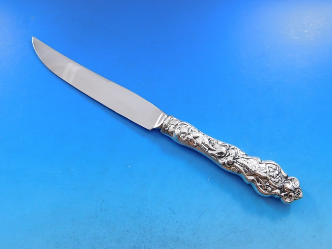 Wallace Irian Sterling Silver Steak Knife 10 inches Art Nouveau (1 of 7)