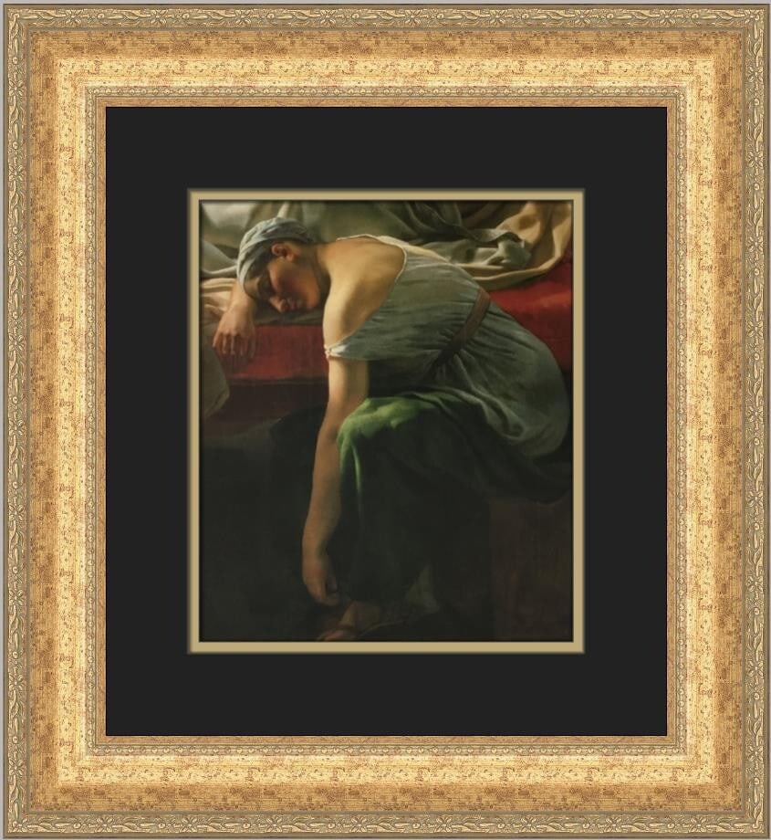 Christoffer W Eckersberg Sleeping Woman Antique Costume Framed Print 18 x 17 (1 of 2)
