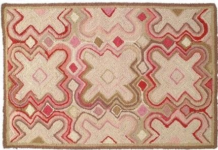 Coastal Vintage Style Hooked Wool Rug 3x5 Pink Putnam Collection (1 of 1)