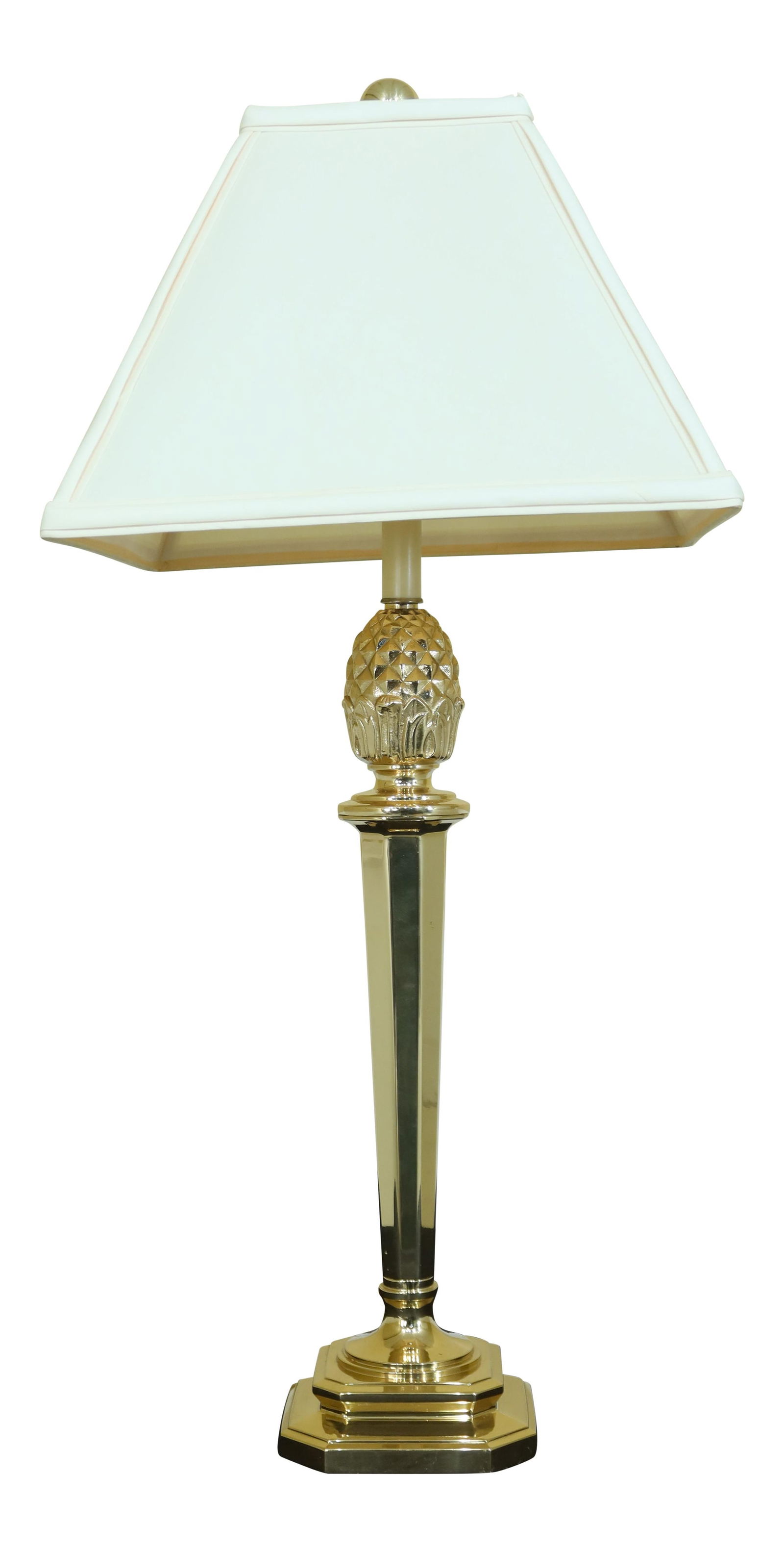 Vintage Pine Cone Top Brass Column Lamp with Shade 34in (1 of 8)
