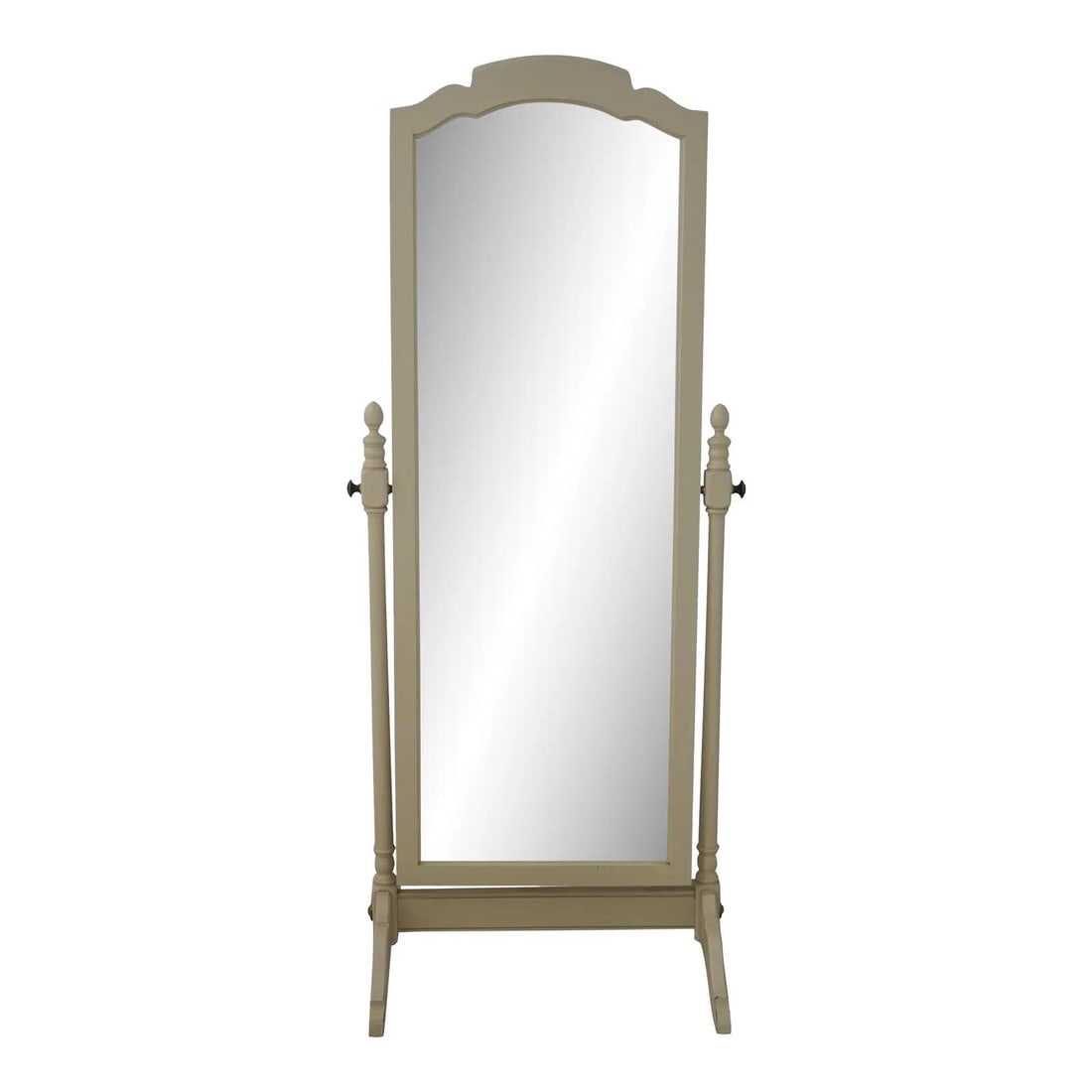 Country Crossings Off White Cheval Floor Mirror with Brass Hardware: Country Crossings Off White Cheval Floor Mirror with Brass Hardware This Ethan Allen cheval stand-up floor mirror features an off-white painted finish and traditional style. Crafted with quality const