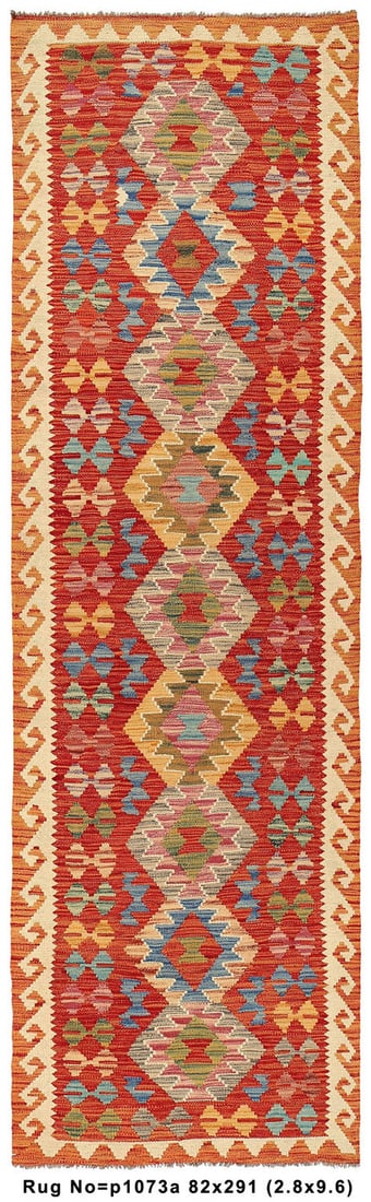 Handmade 2.8 x 9.7 Feet Kilim Runner Natural Wool Tribal Design (1 of 8)
