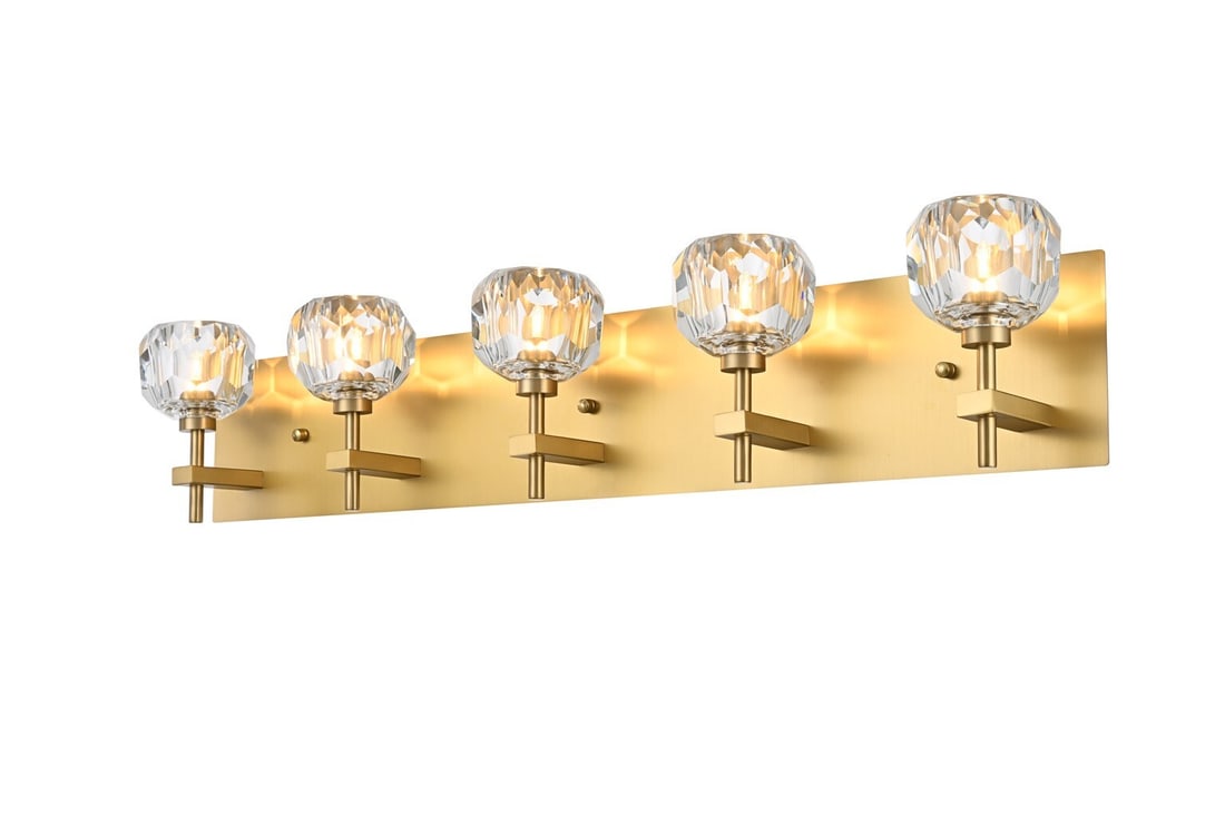 Graham 5-Light Modern Gold Wall Sconce with Clear Crystal Shades (1 of 15)