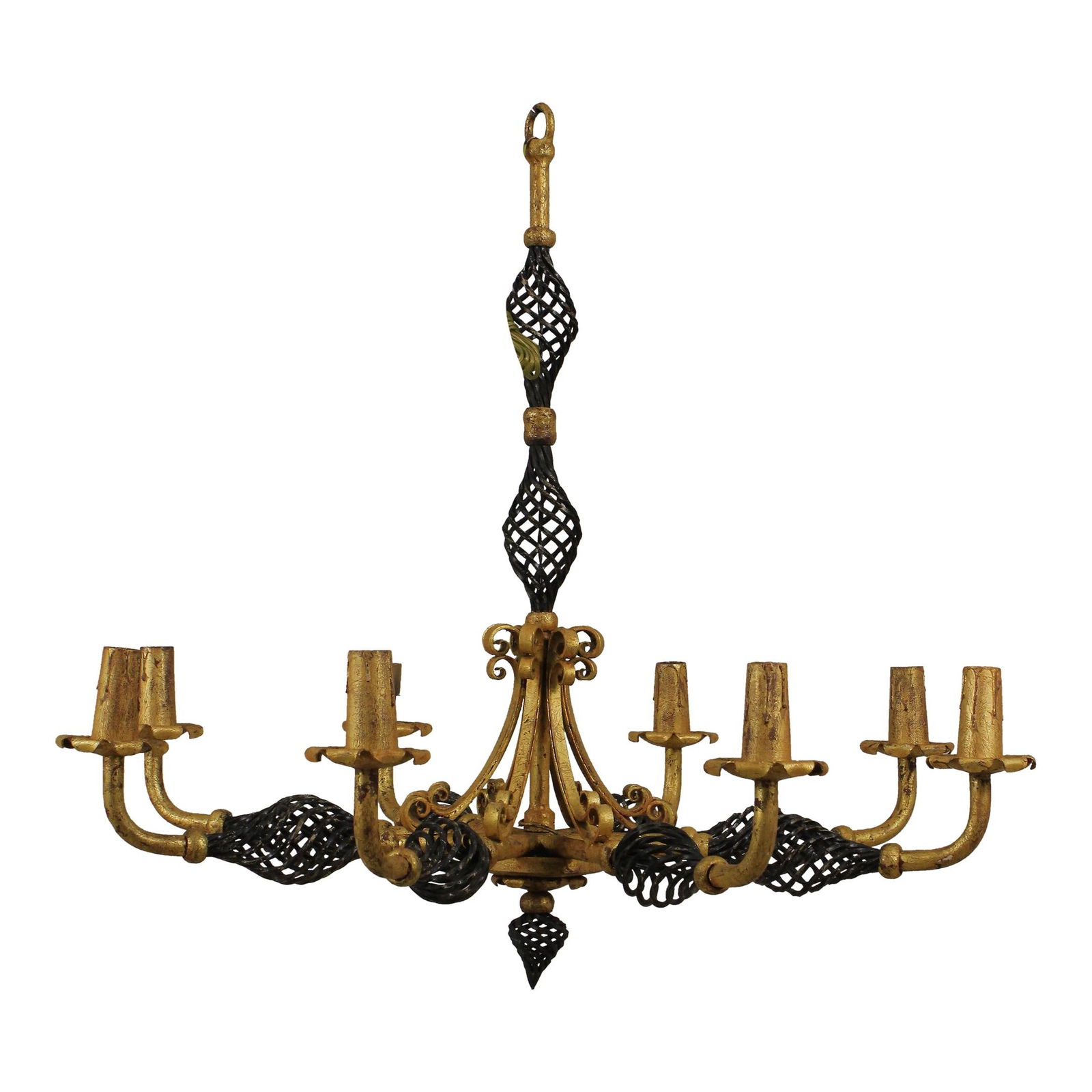 Elegant Neoclassical 8 Arm Black Gold Iron Chandelier 41x41x37.5 (1 of 10)
