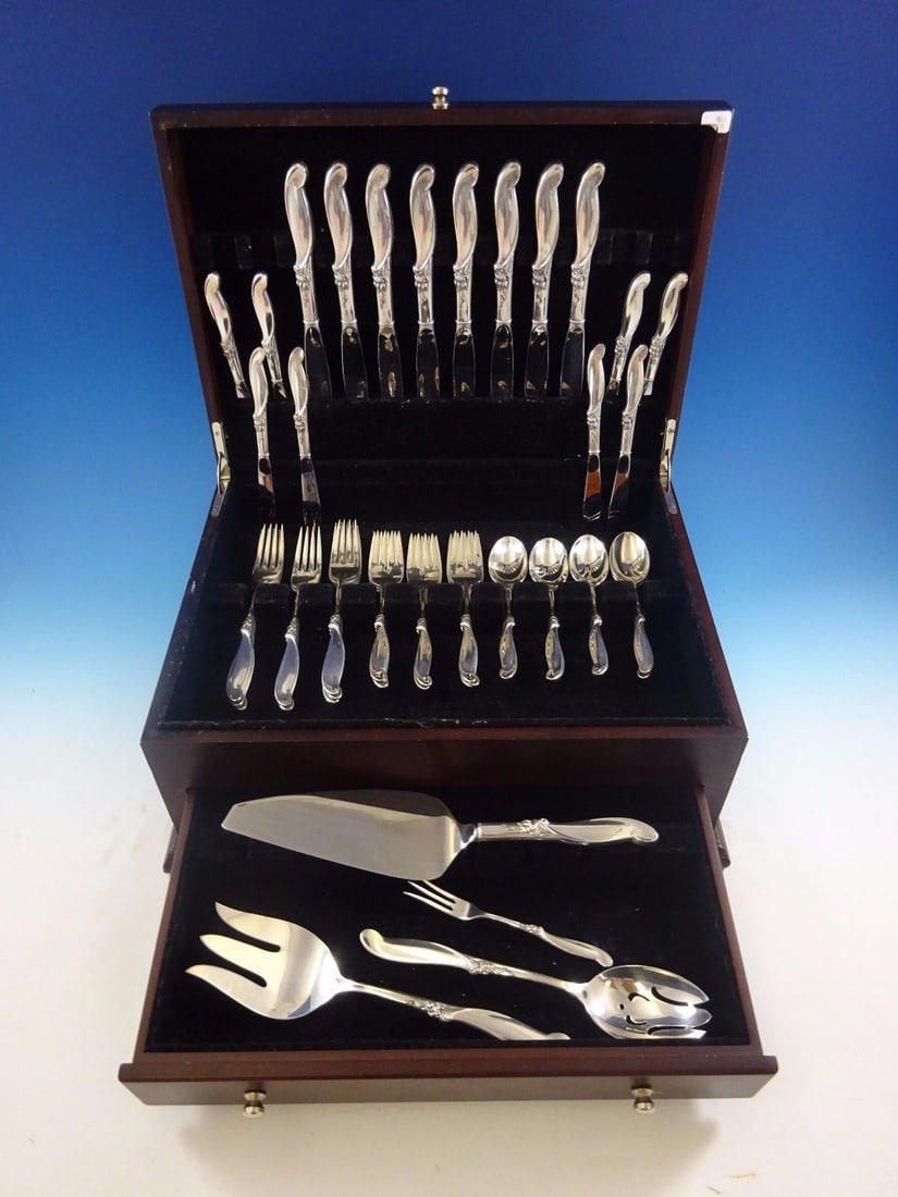 International Sterling Silver Melody Flatware Set for 8 44 Pieces with Storage Chest (1 of 9)