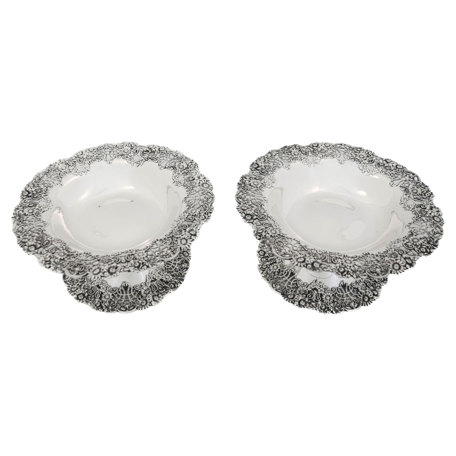 Set of 2 Antique Sterling Silver Compotes by Graff Washbourne Dunn (1 of 5)