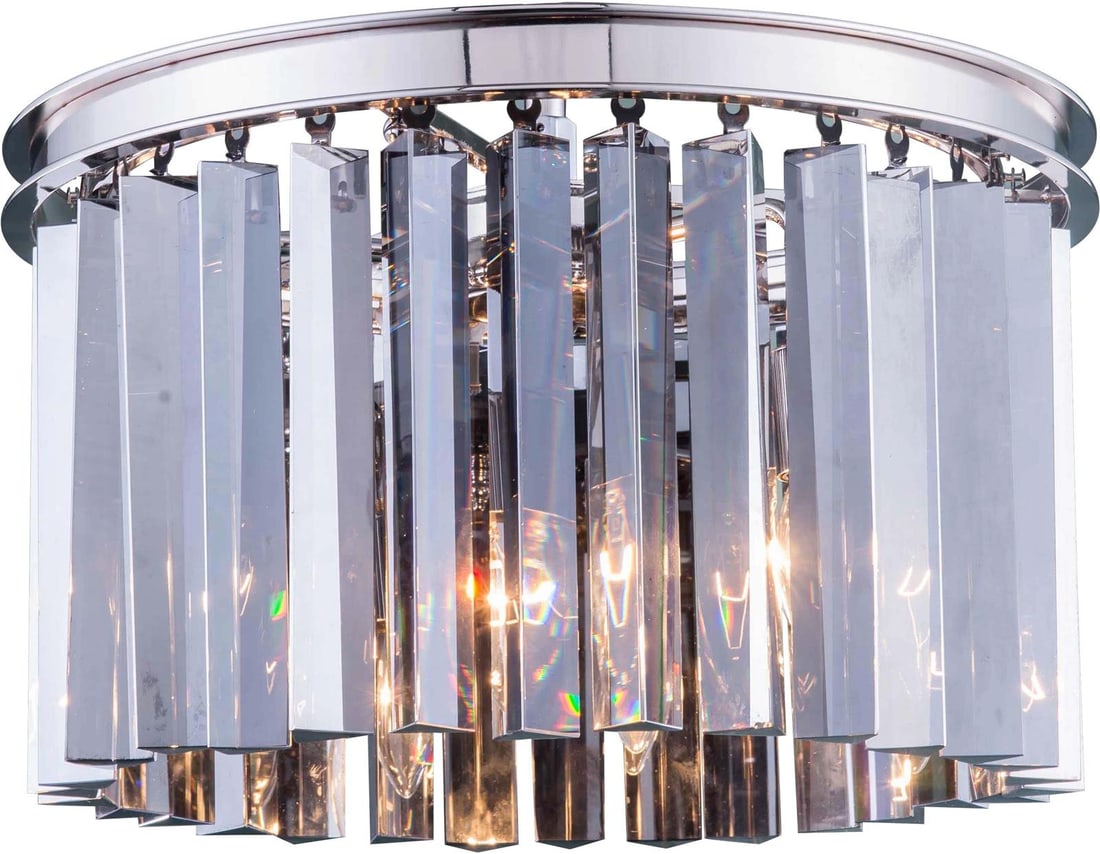 Elegant Lighting Sydney Flush Mount Crystal Light Polished Nickel: Elegant Lighting Sydney Flush Mount Crystal Light Polished Nickel Illuminate your space with the elegant Sydney Flush Mount Light, featuring a stunning polished nickel finish that complements any deco