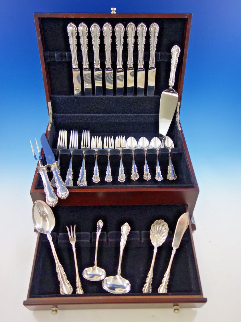 Reed and Barton Georgian Rose Sterling Silver Flatware Set 41 Pcs with Storage Chest (1 of 10)