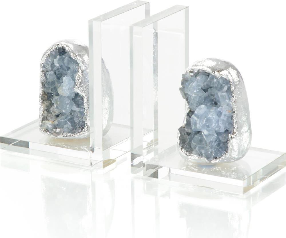 John-Richard Silver Geode Bookend Set 6.25H 5.25W 3.75D (1 of 1)