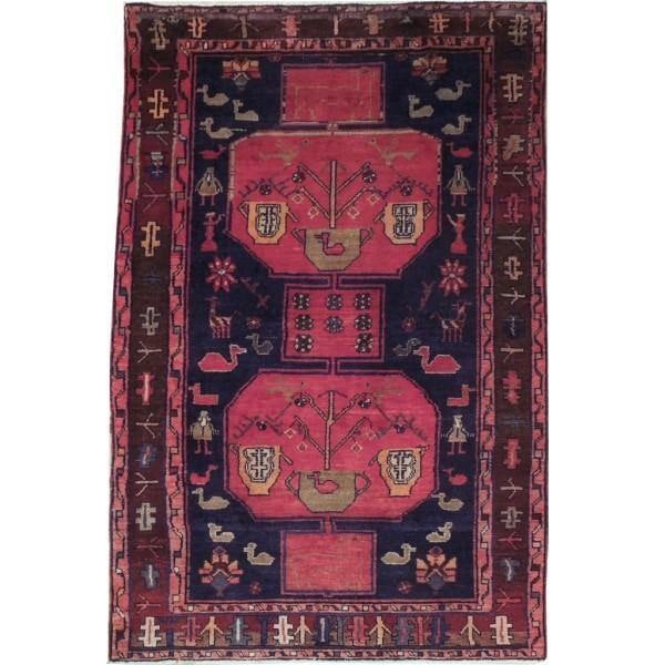 4.3 x 6.5 Semi-Antique Persian Hamadan Rug Handwoven in Iran (1 of 6)