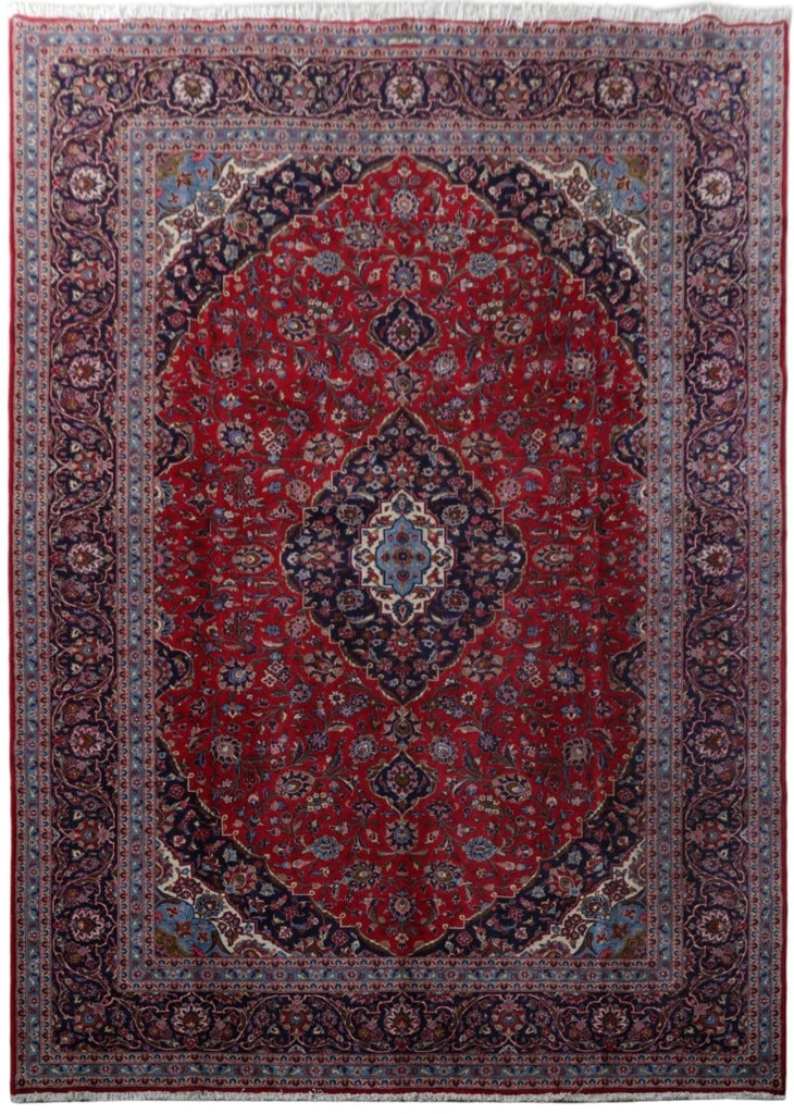 Authentic 9.9 x 13.7 Red Persian Kashan Rug with Signature: Authentic 9.9 x 13.7 Red Persian Kashan Rug with Signature Free continental US Shipping Experience the luxurious appeal of this handcrafted Red Persian Signed Kashan Rug, measuring 9' 9" x 13' 7". Eac