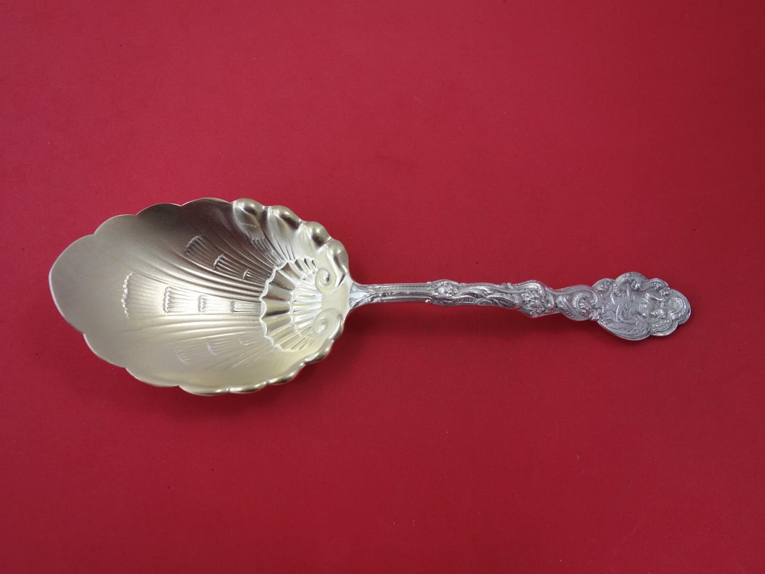 Gorham Versailles Sterling Silver Berry Spoon Goldwashed Shell 9 1/8" (1 of 1)