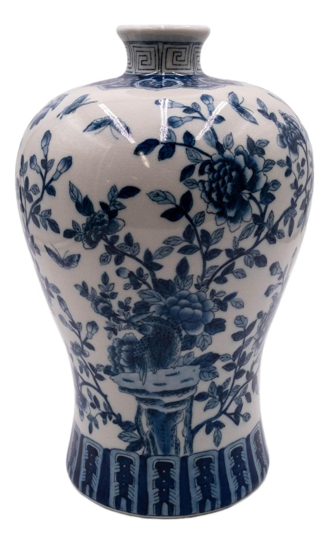 United Wilson Blue White Ting Chi Porcelain Vase 15 Inches Tall (1 of 10)
