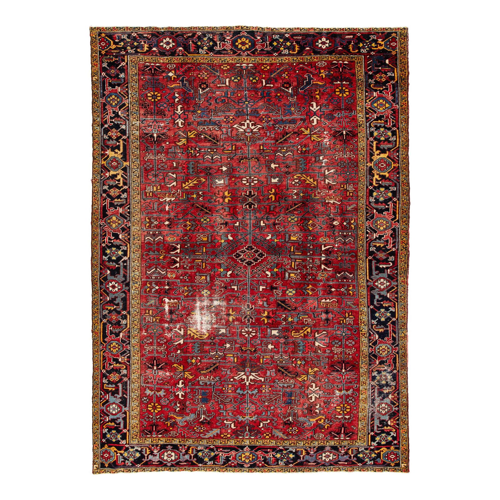 1960s Handmade Heriz Wool Rug Red All-Over Design 7'9 x 10'10 (1 of 7)