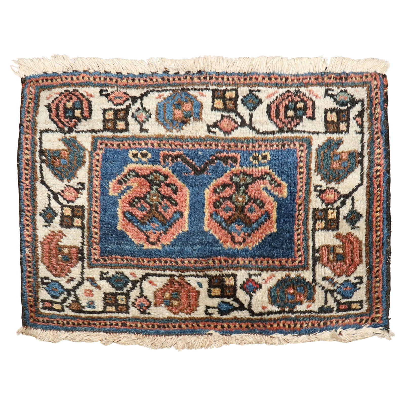 Zabihi Collection Mini Persian Kurd Tribal Rug 14 x 21 Wool Iran 1920s (1 of 5)