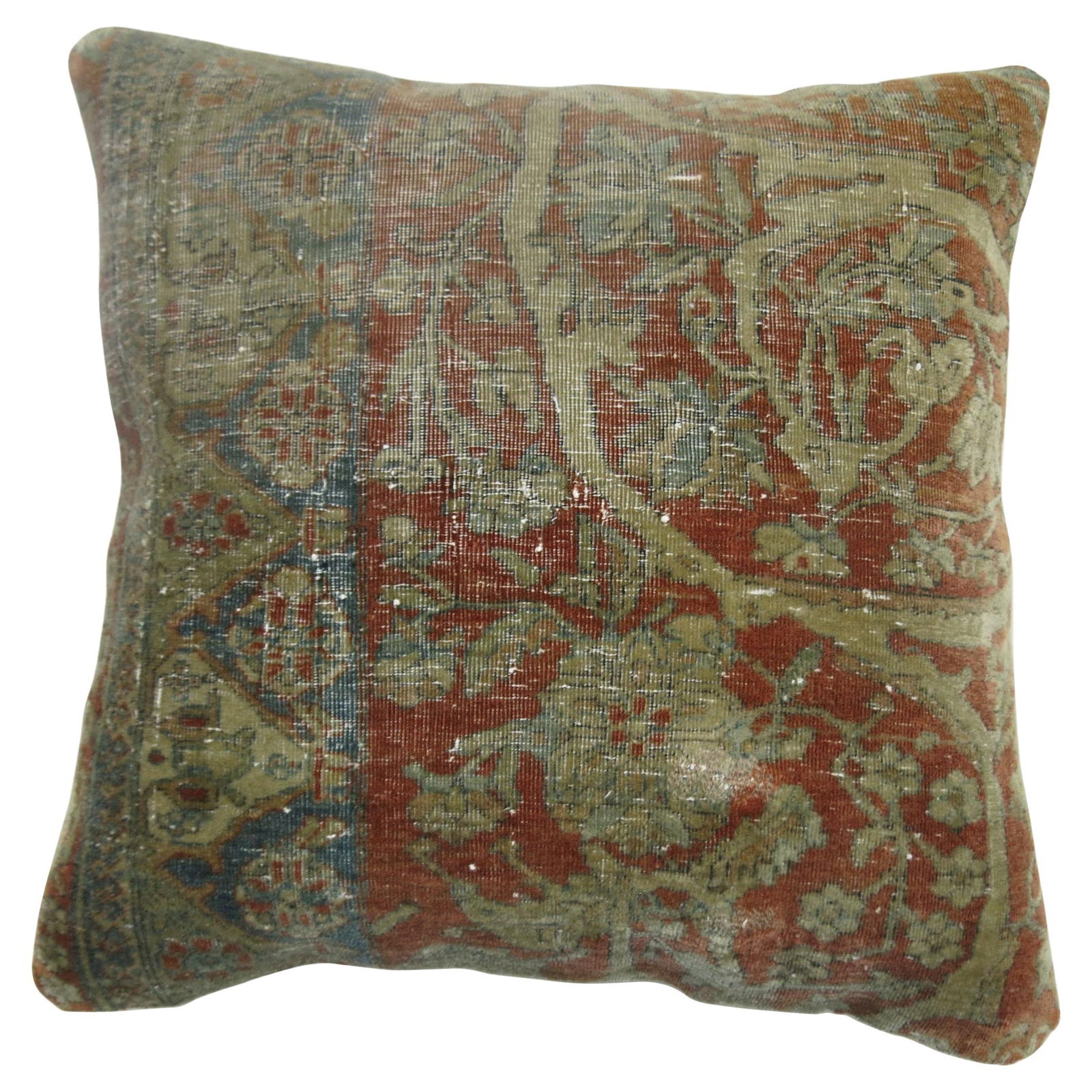 19th Century Mohtasham Kashan Rug Pillow Agra Style: 19th Century Mohtasham Kashan Rug Pillow Agra Style This exquisite pillow features a stunning design derived from a 19th-century antique Mohtasham Kashan rug, showcasing the rich heritage of Agra styl