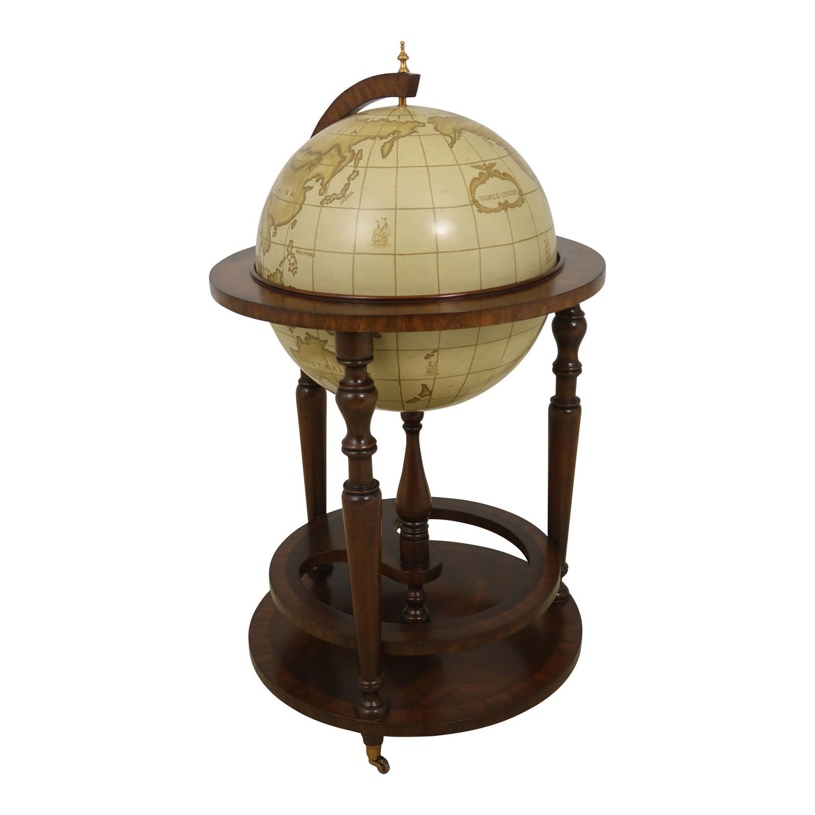 Maitland Smith Mahogany Globe Stand with Brass Feet (1 of 10)