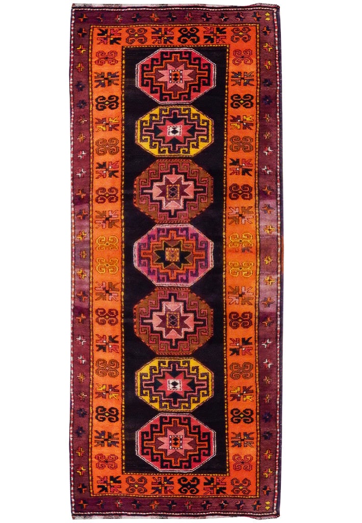 4'3 x 11' Handwoven Semi Antique Russian Kazak Runner (1 of 6)