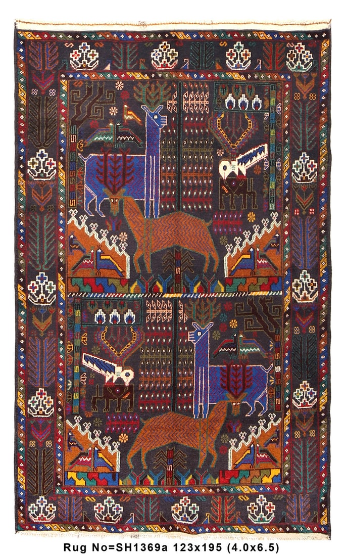 4' x 6.5' Primitive Wool Rug with War Imagery from Afghanistan (1 of 8)