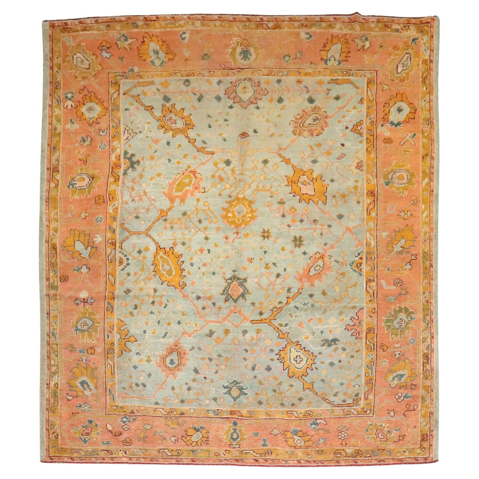 Antique 19th Century Turkish Oushak Square Rug 9' x 10'3" (1 of 13)